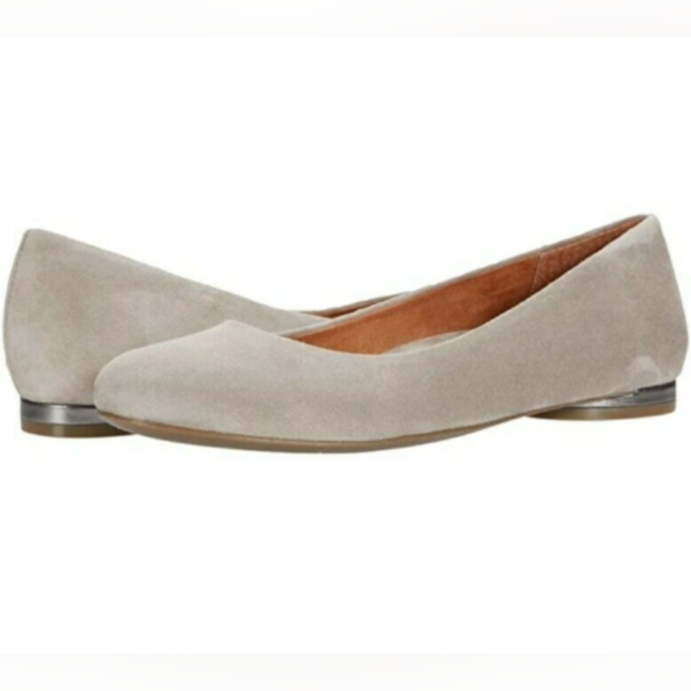 Vionic Taupe Hannah Jewel Suede Ballet Flats